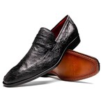 Salvatore // Ostrich Skin Leather Loafer // Black (8)