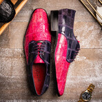 Pissa // Caiman Belly + Lizard Ring Skin Leather Derbys // Pink + Purple (8)