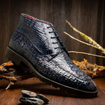 Martinelli // Caiman Back Skin Leather Chukka Boot // Navy (11)