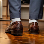 Matteo // Alligator Skin Leather Loafer // Brown (8)
