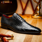 Bono // Alligator Skin Leather Oxford // Black (8)