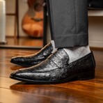 Salvatore // Ostrich Skin Leather Loafer // Black (8)