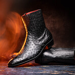 Giorgio // Ostrich Skin Leather Chelsea Boot // Black (8)