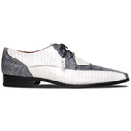 Moncalieri // Alligator + Cobra Skin Leather Oxfords // Gray + White (9.5)