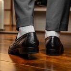 Salvatore // Ostrich Skin Leather Loafer // Black (8)