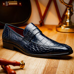 Matteo // Alligator Skin Leather Loafer // Navy (8)
