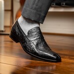 Salvatore // Ostrich Skin Leather Loafer // Black (8)