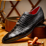 Bono // Alligator Skin Leather Oxford // Black (8)