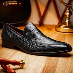 Salvatore // Ostrich Skin Leather Loafer // Black (8)
