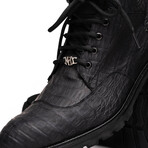 Leoni // Caiman Belly Skin Leather Boots // Oil Black (8)