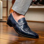 Matteo // Alligator Skin Leather Loafer // Navy (8)