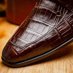 Matteo // Alligator Skin Leather Loafer // Brown (8)