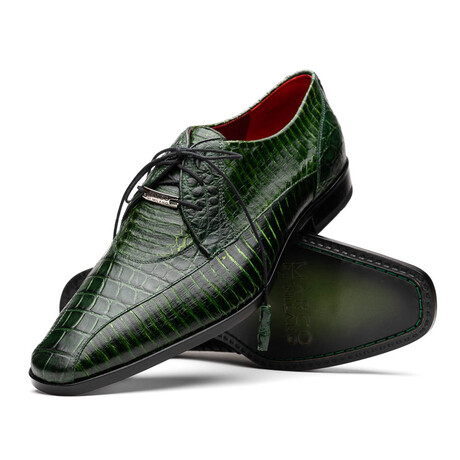 Moncalieri // Alligator + Cobra Skin Leather Oxfords // Green (8)
