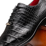 Bono // Alligator Skin Leather Oxford // Black (8)