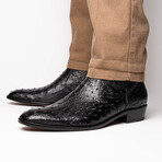 Giorgio // Ostrich Skin Leather Chelsea Boot // Black (8)