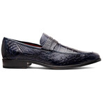 Matteo // Alligator Skin Leather Loafer // Navy (8)