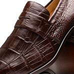 Matteo // Alligator Skin Leather Loafer // Brown (8)