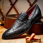 Salvatore // Ostrich Skin Leather Loafer // Black (8)