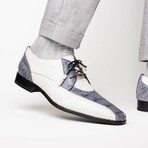 Moncalieri // Alligator + Cobra Skin Leather Oxfords // Gray + White (9.5)