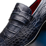 Matteo // Alligator Skin Leather Loafer // Navy (8)