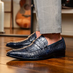 Matteo // Alligator Skin Leather Loafer // Navy (8)