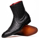 Giorgio // Ostrich Skin Leather Chelsea Boot // Black (8)