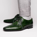 Moncalieri // Alligator + Cobra Skin Leather Oxfords // Green (8)