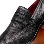 Salvatore // Ostrich Skin Leather Loafer // Black (8)