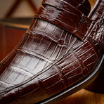 Matteo // Alligator Skin Leather Loafer // Brown (8)