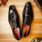 Bono // Alligator Skin Leather Oxford // Black (8)