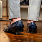 Matteo // Alligator Skin Leather Loafer // Navy (8)