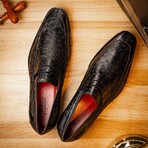 Salvatore // Ostrich Skin Leather Loafer // Black (8)