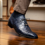 Bono // Alligator Skin Leather Oxford // Navy (8)
