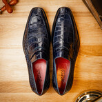 Matteo // Alligator Skin Leather Loafer // Navy (8)