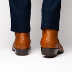 Giorgio // Ostrich Skin Leather Chelsea Boot // Brandy (8)