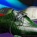 Moncalieri // Alligator + Cobra Skin Leather Oxfords // Green (8)