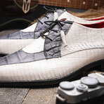 Moncalieri // Alligator + Cobra Skin Leather Oxfords // Gray + White (9.5)