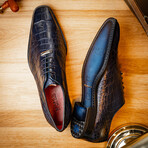 Bono // Alligator Skin Leather Oxford // Navy (8)