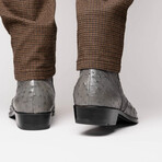 Giorgio // Ostrich Skin Leather Chelsea Boot // Serpentine Gray (8.5)