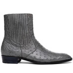 Giorgio // Ostrich Skin Leather Chelsea Boot // Serpentine Gray (8.5)