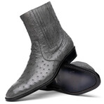 Giorgio // Ostrich Skin Leather Chelsea Boot // Serpentine Gray (8.5)