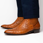 Giorgio // Ostrich Skin Leather Chelsea Boot // Brandy (8)