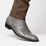 Giorgio // Ostrich Skin Leather Chelsea Boot // Serpentine Gray (8.5)