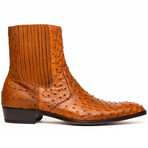 Giorgio // Ostrich Skin Leather Chelsea Boot // Brandy (8)