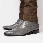 Giorgio // Ostrich Skin Leather Chelsea Boot // Serpentine Gray (8.5)