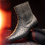 Giorgio // Ostrich Skin Leather Chelsea Boot // Serpentine Gray (8.5)