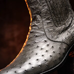 Giorgio // Ostrich Skin Leather Chelsea Boot // Serpentine Gray (8.5)