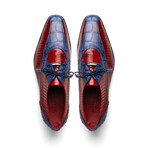 Moncalieri // Alligator + Cobra Skin Leather Oxfords // Navy + Red (9)