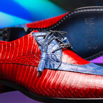 Moncalieri // Alligator + Cobra Skin Leather Oxfords // Navy + Red (9)