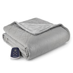 Micro Flannel® Reverse to Ultra Velvet® Heated Throw // Throw/ Twin Size // 84x62 (Indigo)